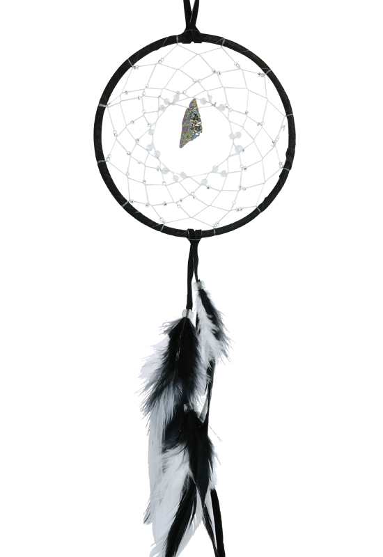 Dreamcatcher, 4", Black detailed with Druzy Crystal