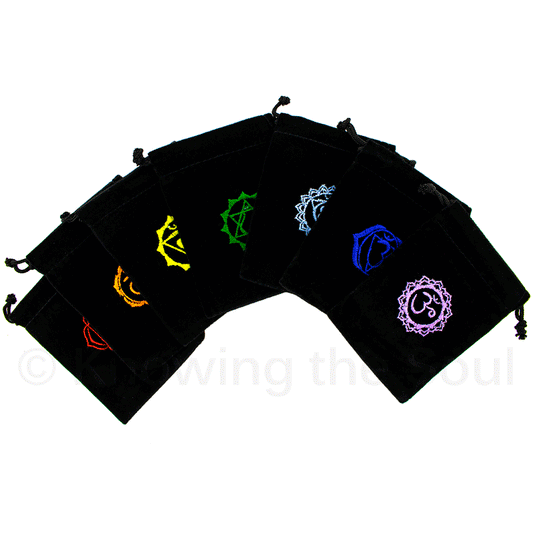 Velvet Bag Embroidered Individual Chakra Symbol: Crown, 5" x 7"