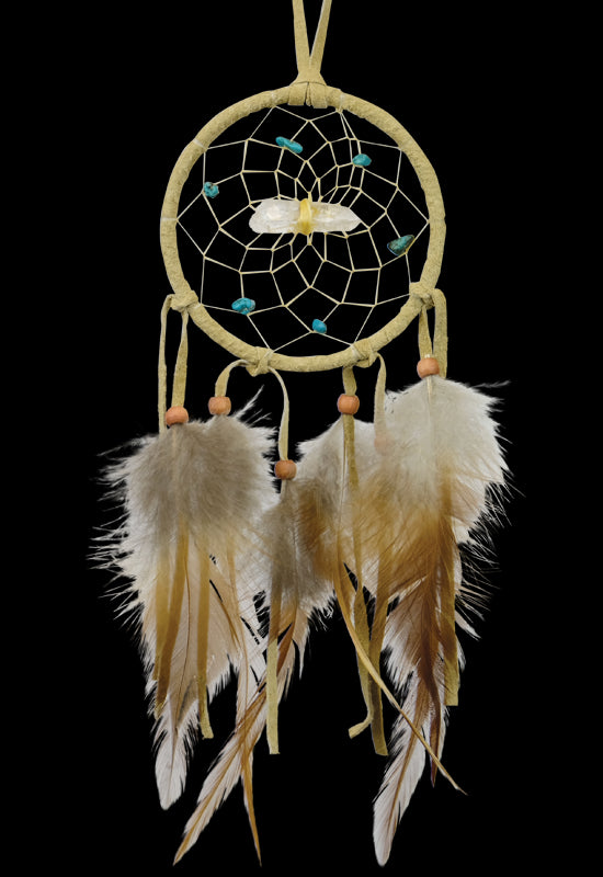 Dreamcatcher, 3", Tan with Quartz