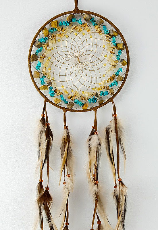Dreamcatcher, 6", Brown, Vision Seeker with Crystals