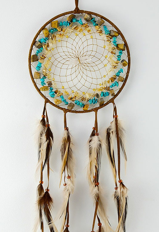 Dreamcatcher, 6", Brown, Vision Seeker with Crystals