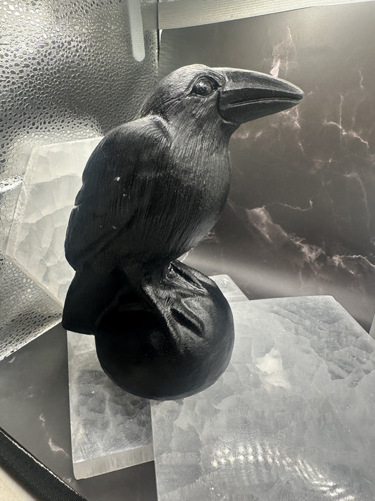 Figurine, Raven, Large Black Obsidian