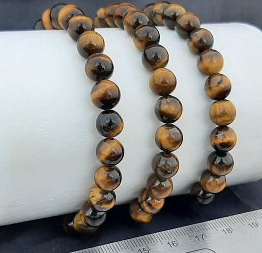 Tiger Eye Round Bracelet, 8mm WS