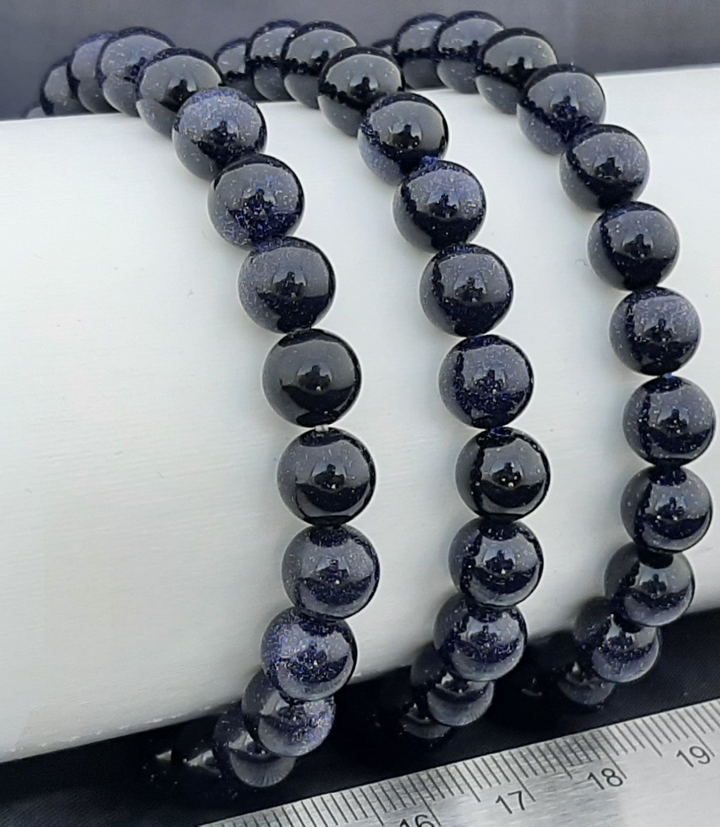 Blue Goldstone Round Bracelet, 8mm WS