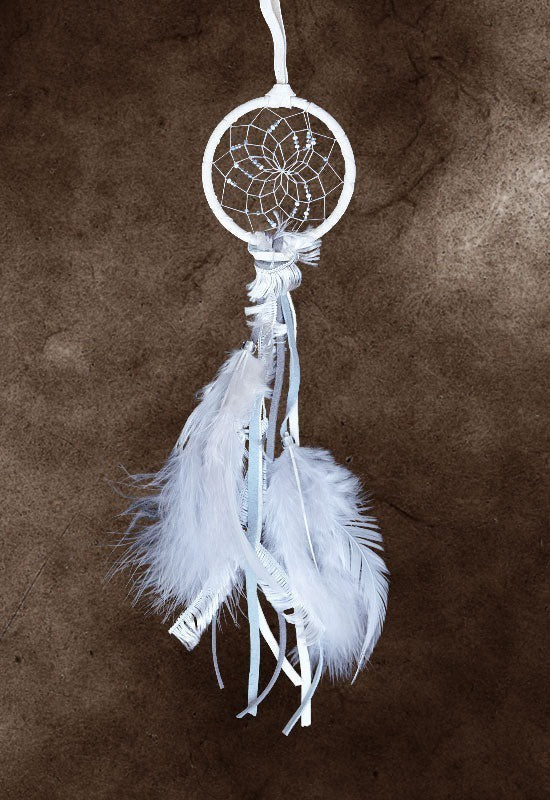 Dreamcatcher, 2.5", Winter White with Blue