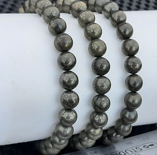 Pyrite Round Bracelet, 8mm