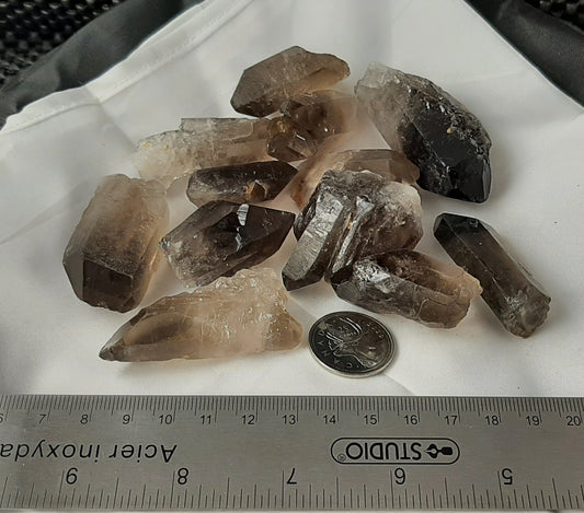 Smoky Quartz Points Raw by 250g, Medium ~1"