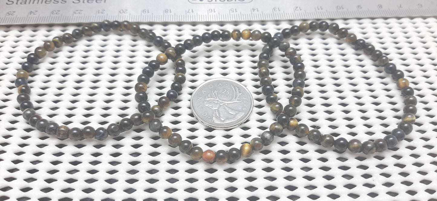 Blue Tiger Eye Round Bracelet, 4mm RETAIL