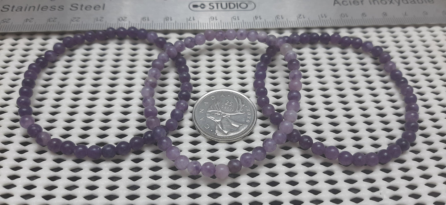 Lepidolite Round Bracelet, 4mm RETAIL