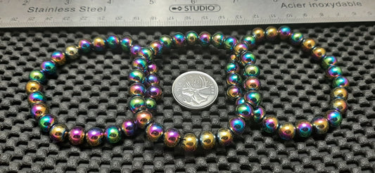 Rainbow Hematite Round Bracelet, 8mm RETAIL