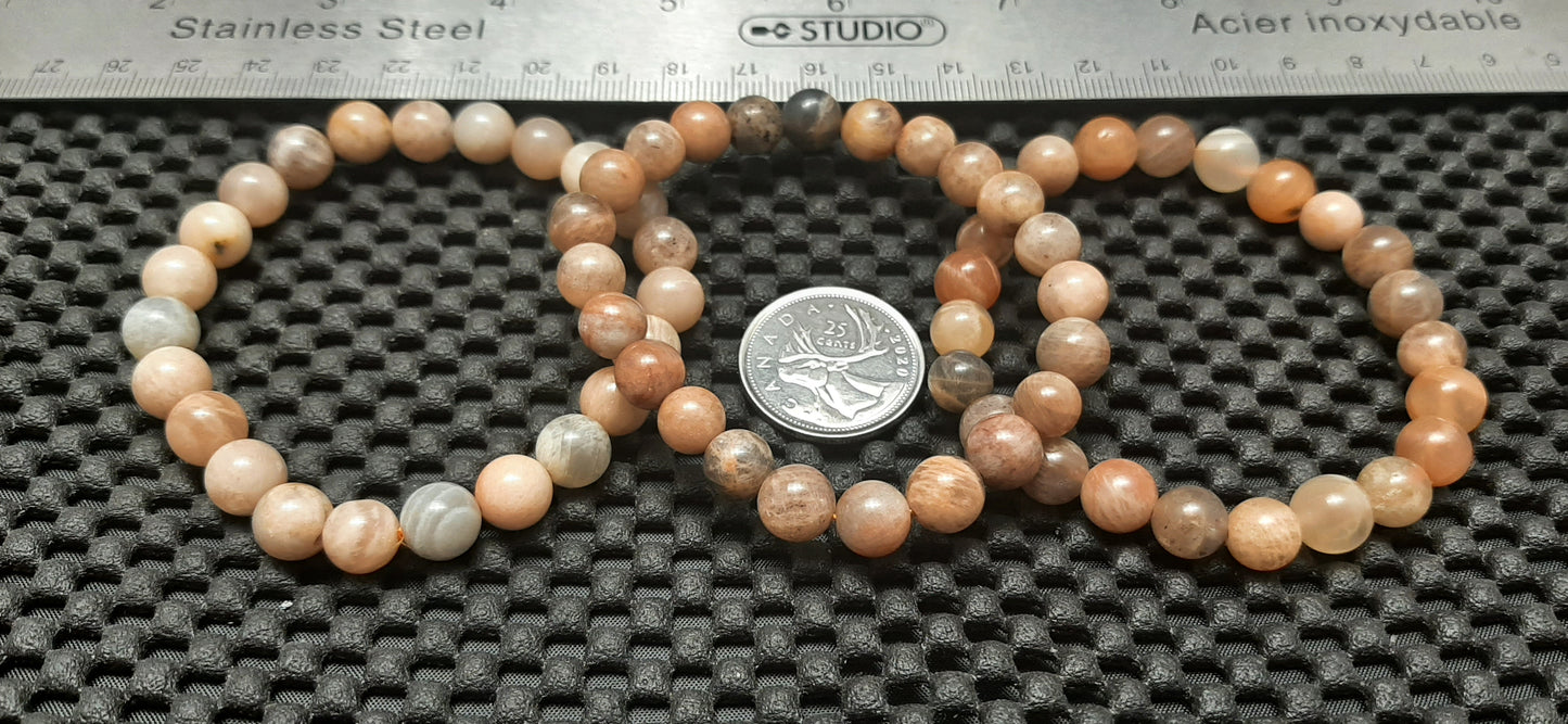 Moonstone_Multi (Peach) Round Bracelet, 8mm RETAIL