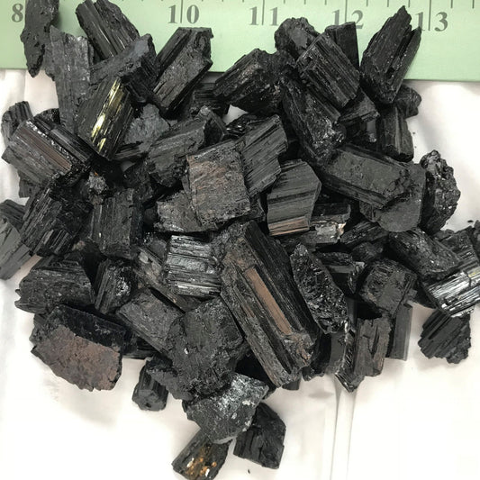 Black Tourmaline Rough by 500g, Small ~1"