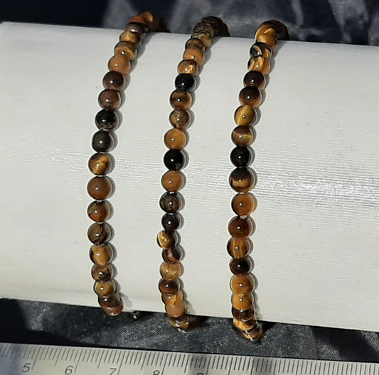 Tiger Eye Round Bracelet, 4mm RETAIL