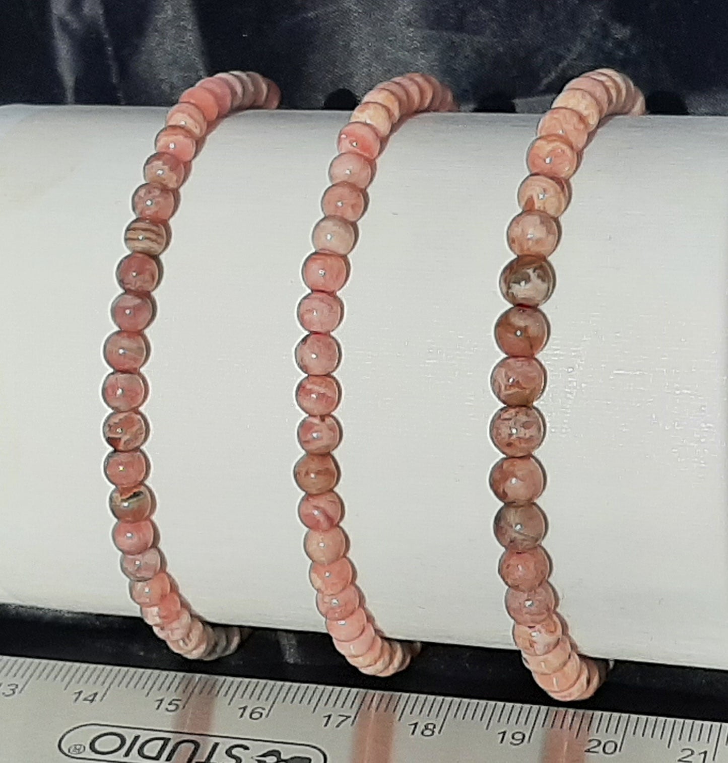 Rhodochrosite Round Bracelet, 4mm - 6mm WS