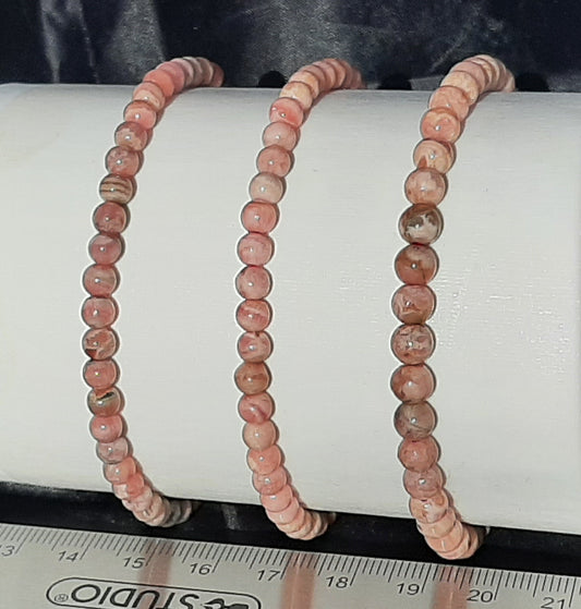 Rhodochrosite Round Bracelet, 4mm - 6mm RETAIL