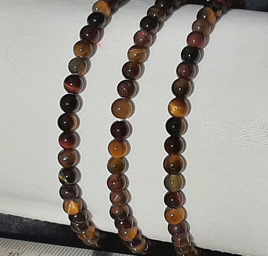 Tricolor Tiger Eye Round Bracelet, 4mm RETAIL