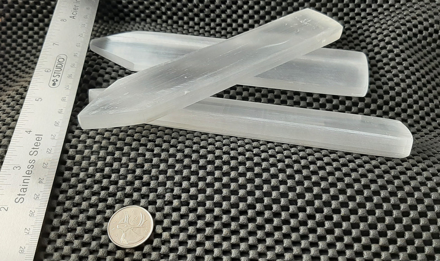 Selenite Flat Wand with Point, Polished