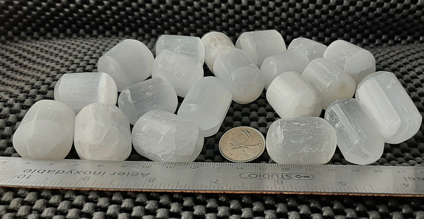 White Selenite Tumble Polished, Large, 20pc