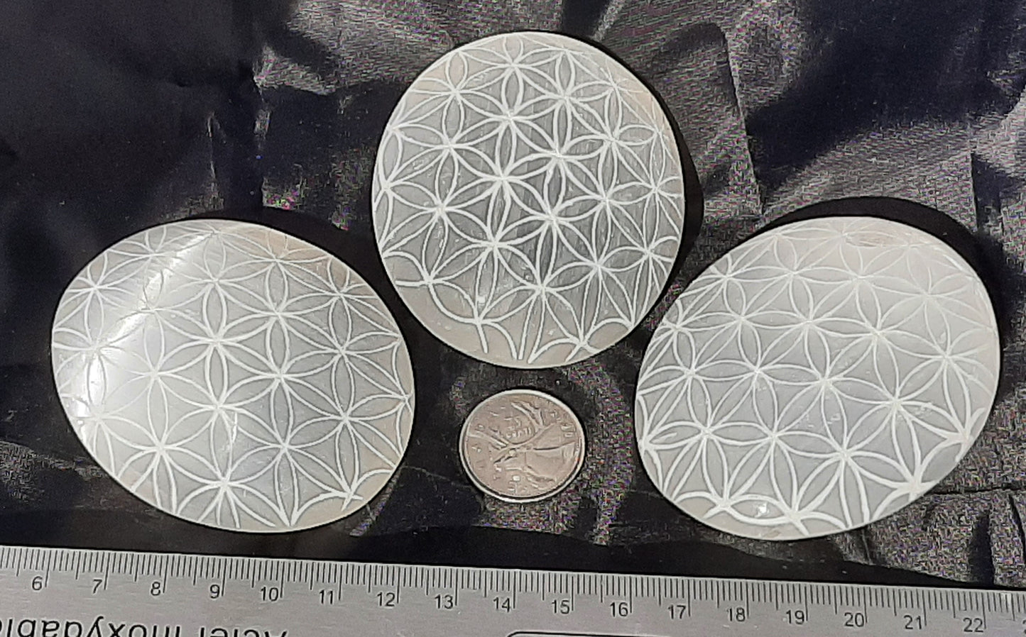 Selenite Palm, 6cm, Flower of Life