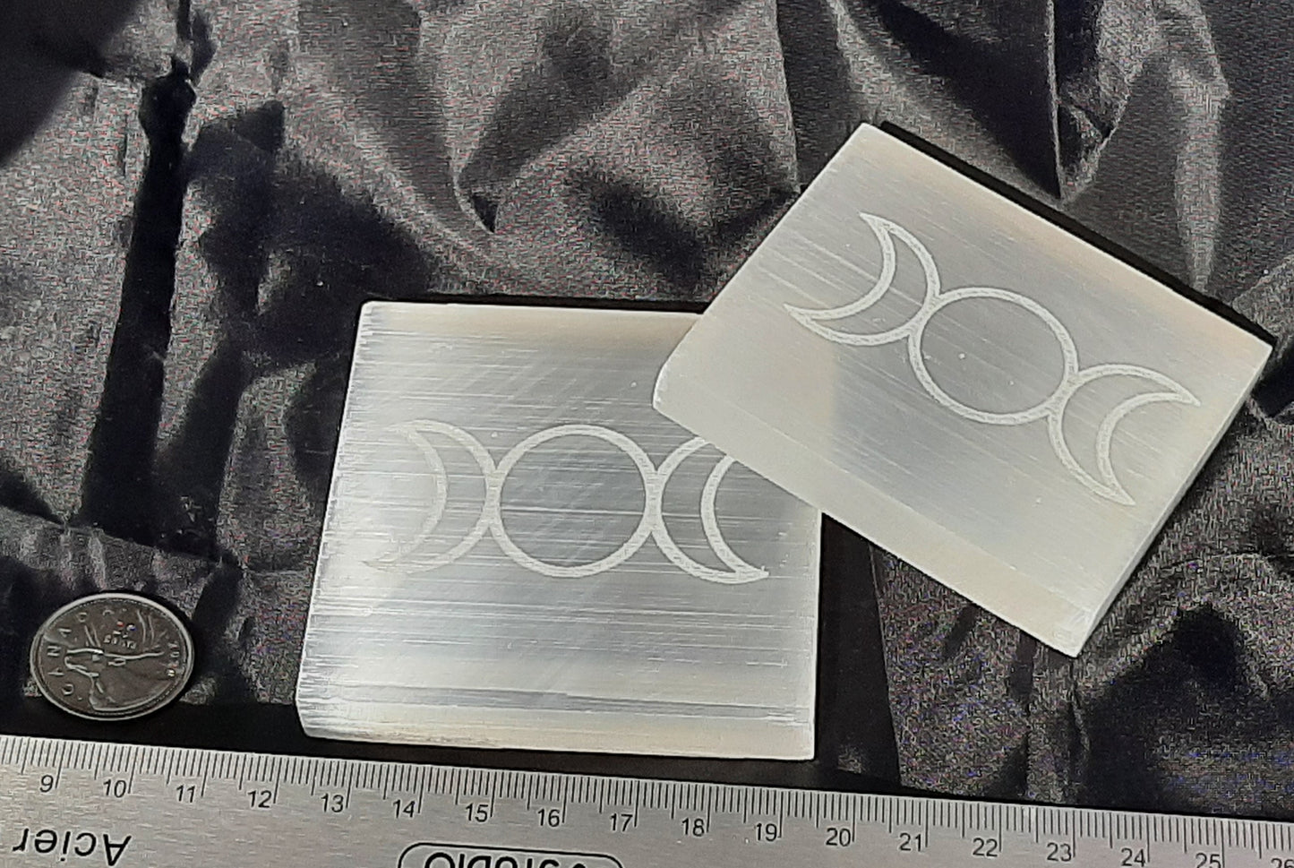 Selenite Charge Plate, 8cm, Square, Triple Moon