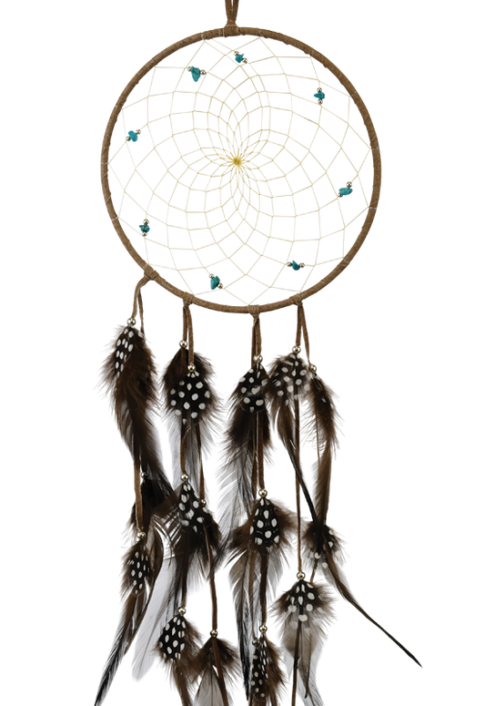 Dreamcatcher, 6", Brown with Semi Precious Crystals