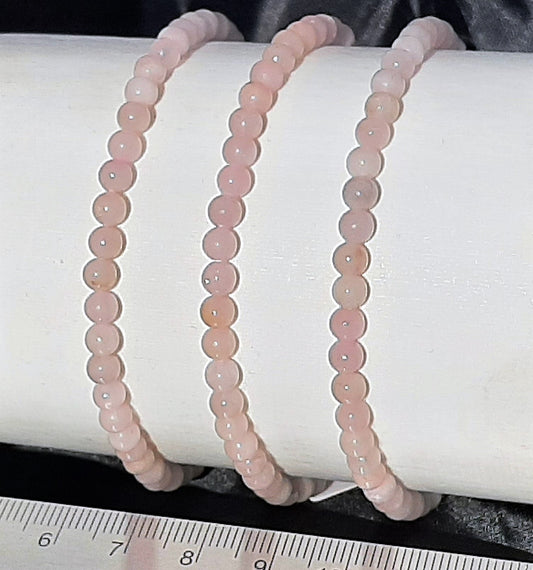 Rose Quartz Round Bracelet, 4mm WS