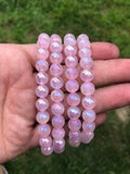Angel Aura on Rose Quartz Round Bracelet, 8mm WS