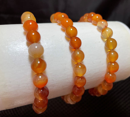 Carnelian (Red Agate) Round Bracelet, 8mm WS