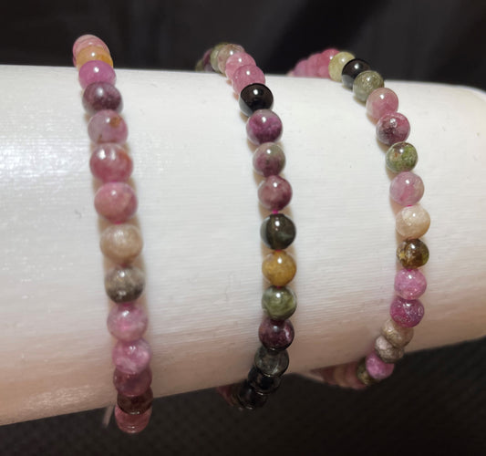 Mix Tourmaline Round Bracelet, 4mm RETAIL