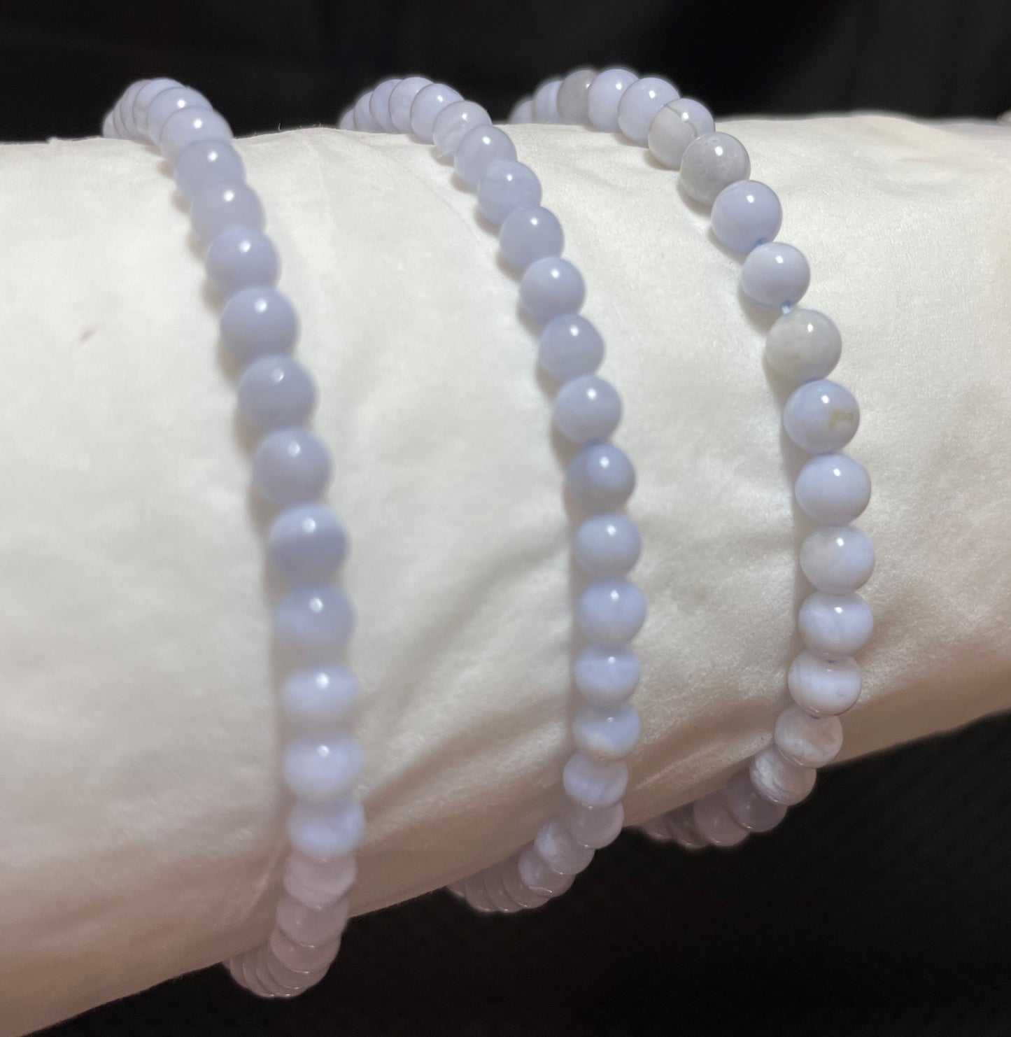 Blue Lace Agate Round Bracelet, 4mm WS