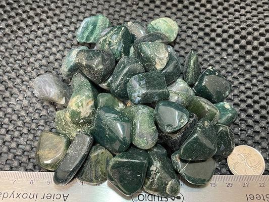 Moss Agate Tumble by 500g, Small 20mm - 25mm