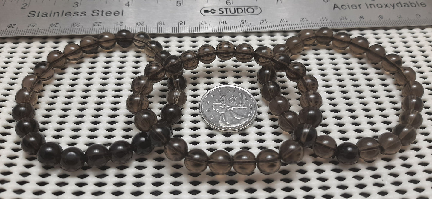 Smoky Quartz Round Bracelet, 8mm WS