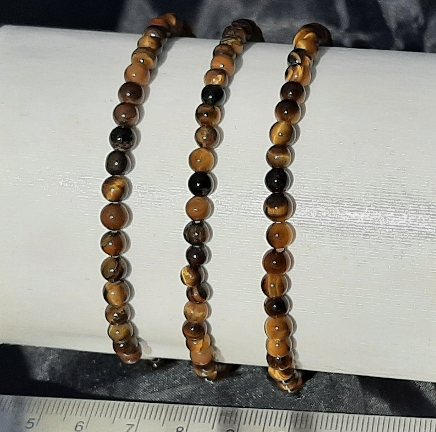 Tiger Eye Round Bracelet, 4mm WS