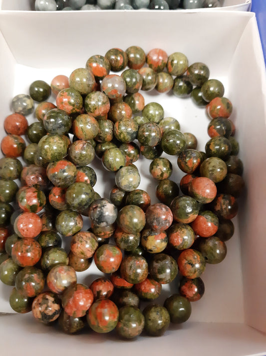 Unakite Round Bracelet, 8mm WS