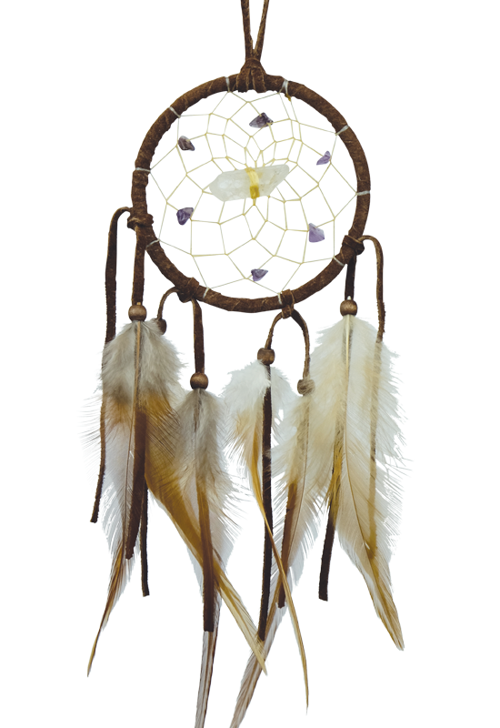 Dreamcatcher, 3" Dark Brown with Quartz