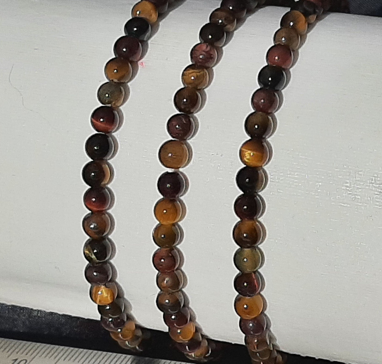 Tricolor Tiger Eye Round Bracelet, 4mm WS